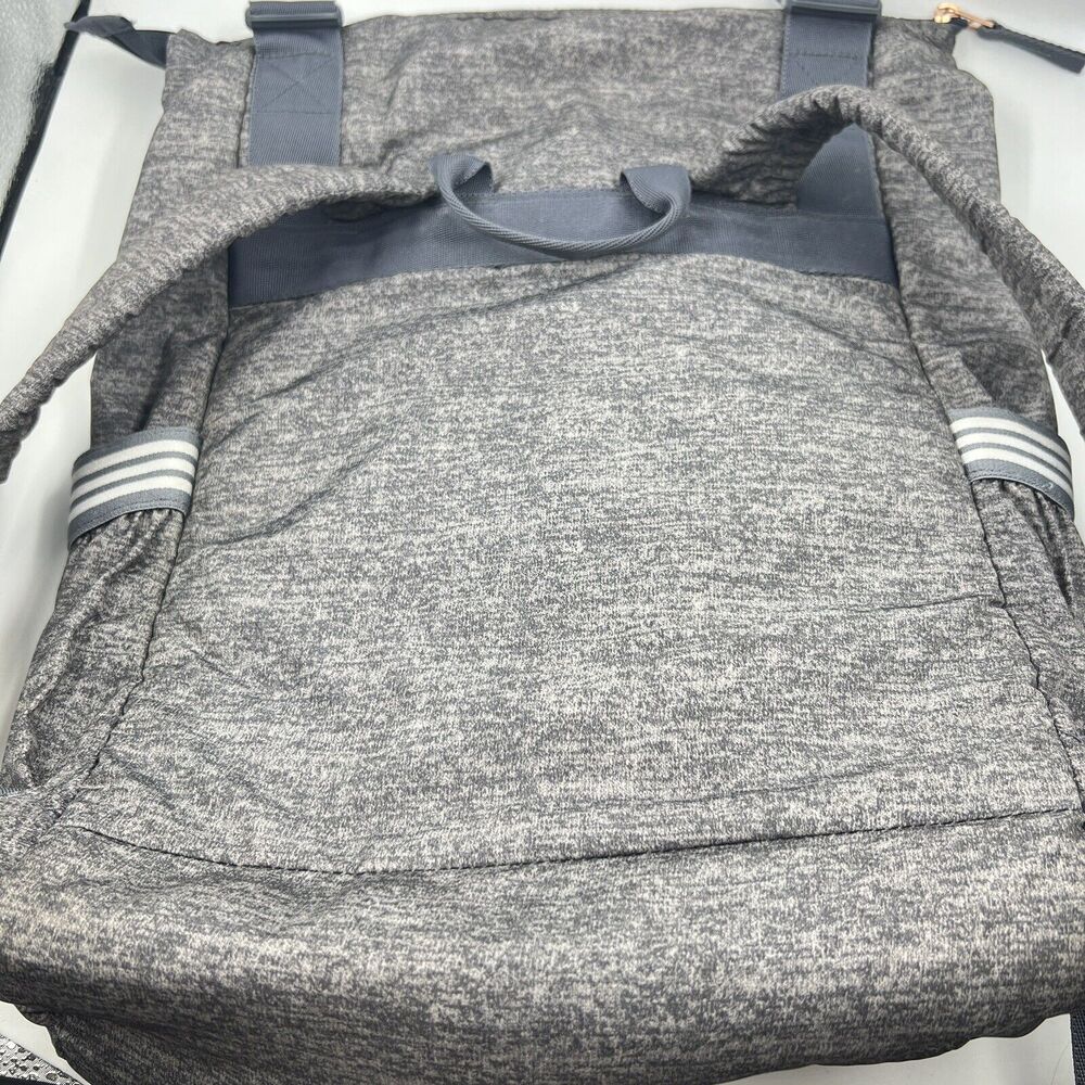Adidas Yola III Backpack Charcoal Gray Rose Gold Detail Fold over Top Padded - Picture 4 of 8